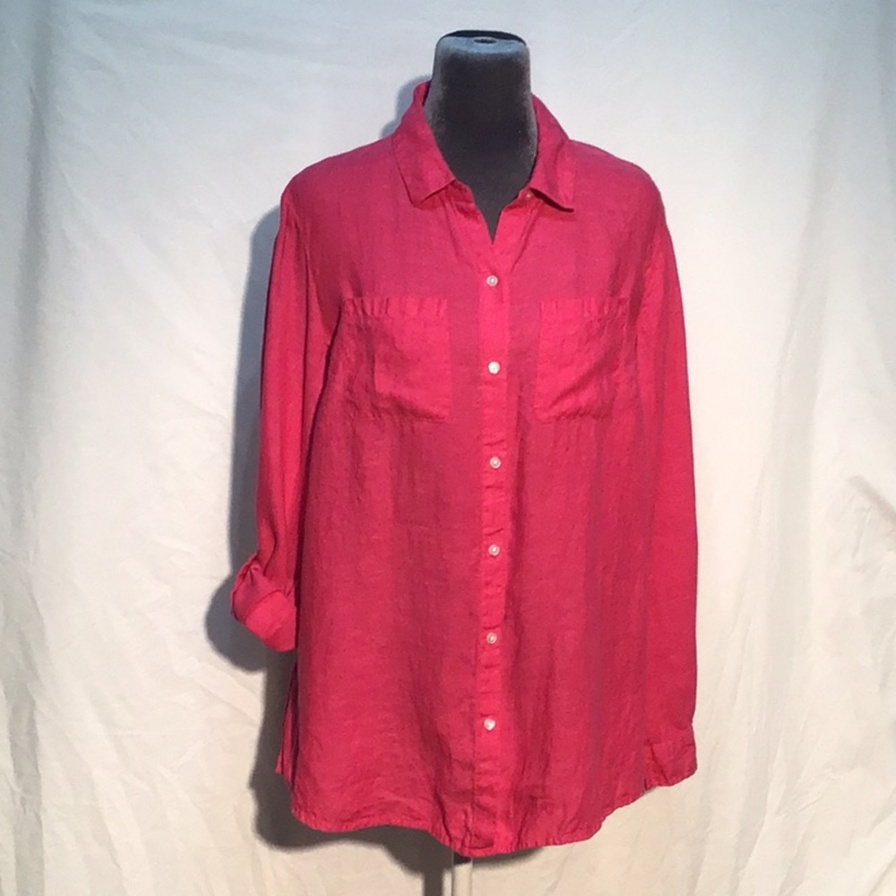 Charter Club pink linen shirt size medium